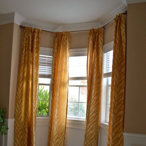 4 CUSTOM 44W x 117L Gold ROOM-DARKENING Curtains - Picture 1 of 4